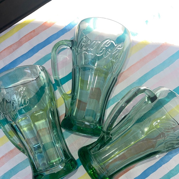 Vintage Libbey Coca Cola Green Glass Mug Set - Picture 6 of 11